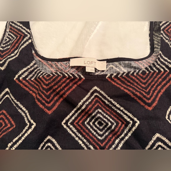 The Loft Geometric Patterned Black and Brown Women's Top - Picture 7 of 10